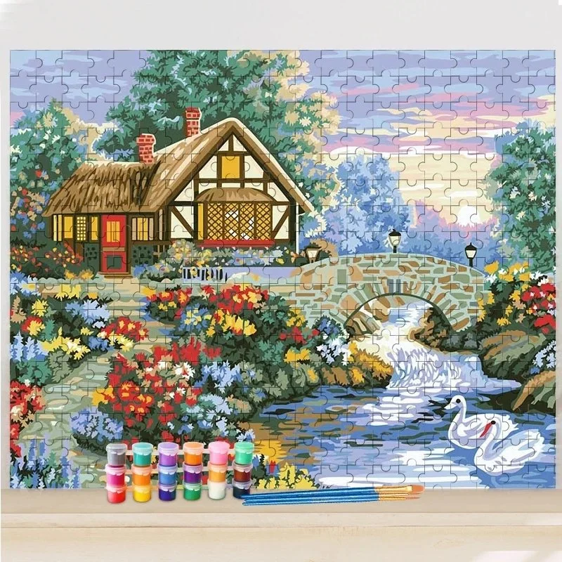 Pintura DIY por números Puzzle para adultos cuadro moderno Pintura acrílica por número paisaje para regalo de bricolaje