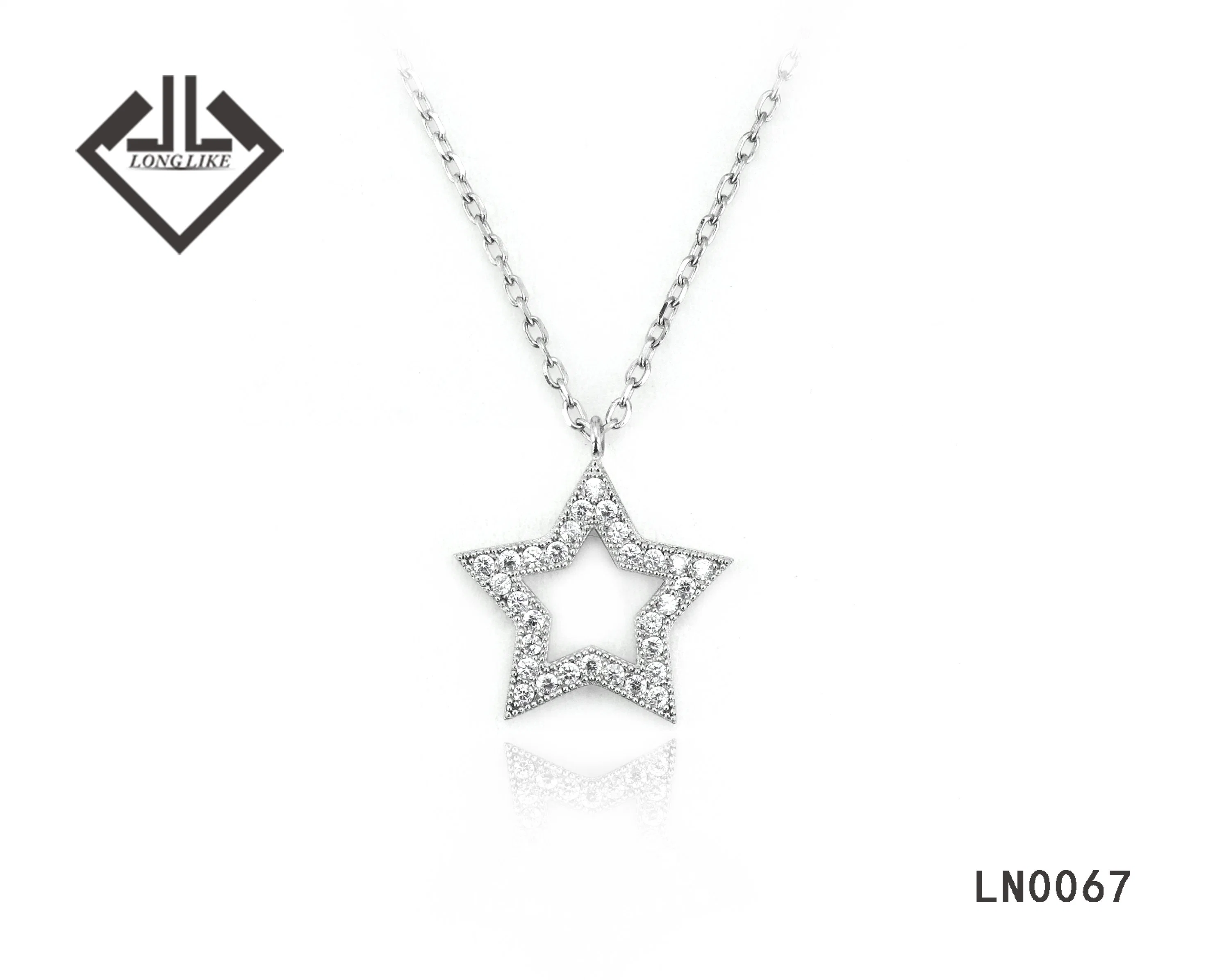 La libra esterlina Joyería de Plata corazón solitario de la estrella de la mujer collar