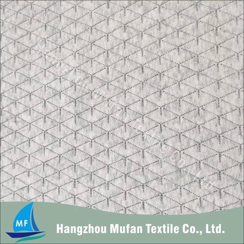 Gray Diamond Shape New Design Organic Cotton with Anti-Pilling and Natural Antibacterial Jacquard Knitted Fabric