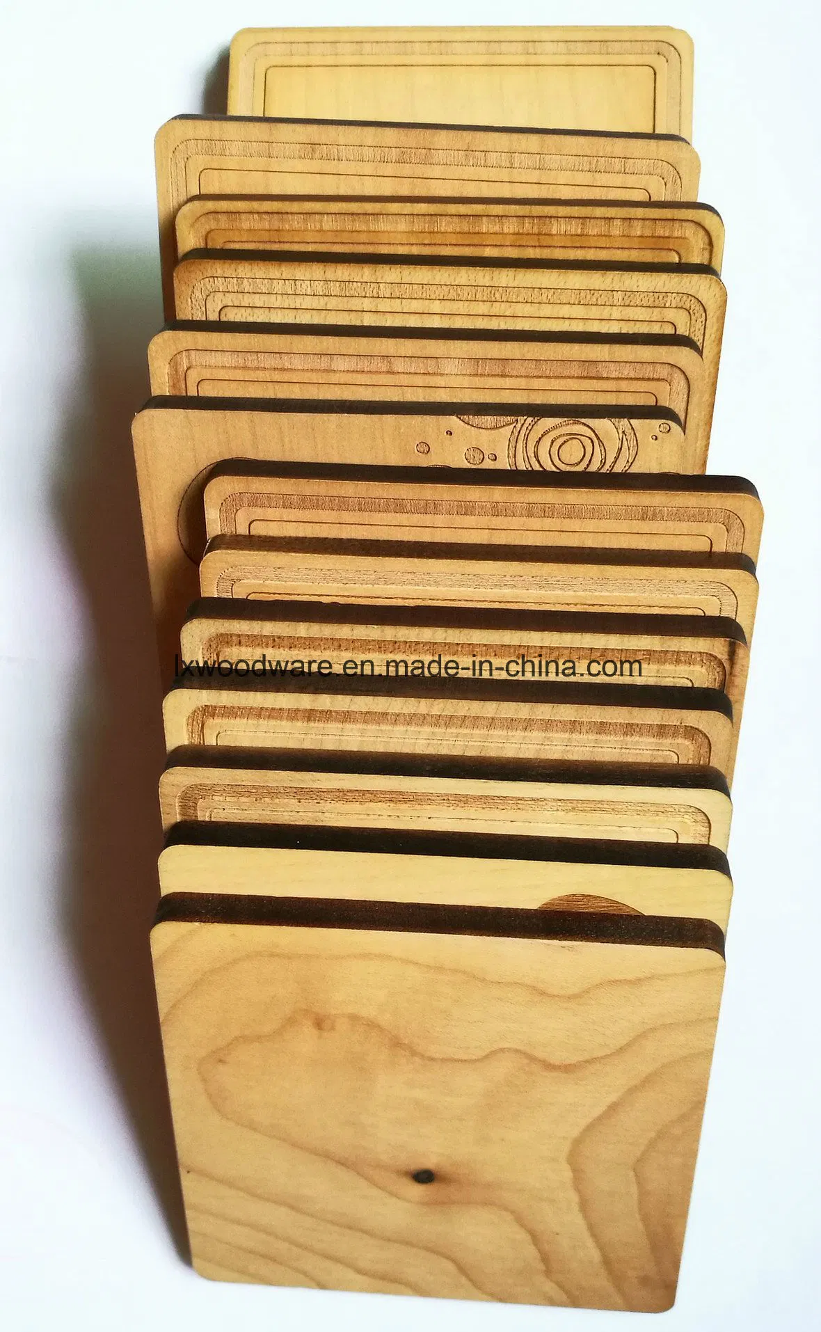 Custom Shape promocional regalo de madera Coaster en acabado mate