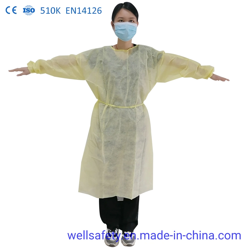 in Stock FDA CE ISO SGS AAMI Factory Hot Sell OEM Disposable Workshop and Dustproof Clothing with AAMI and ASTM Isolation Gown Surgeon Cotton