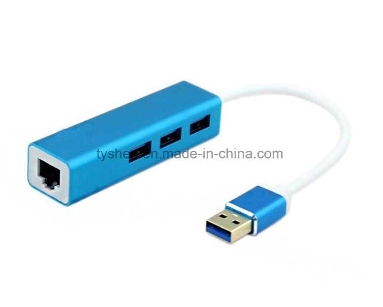 USB 3.0 Hub Metal Housing Case, 1000 Mbps LAN Card