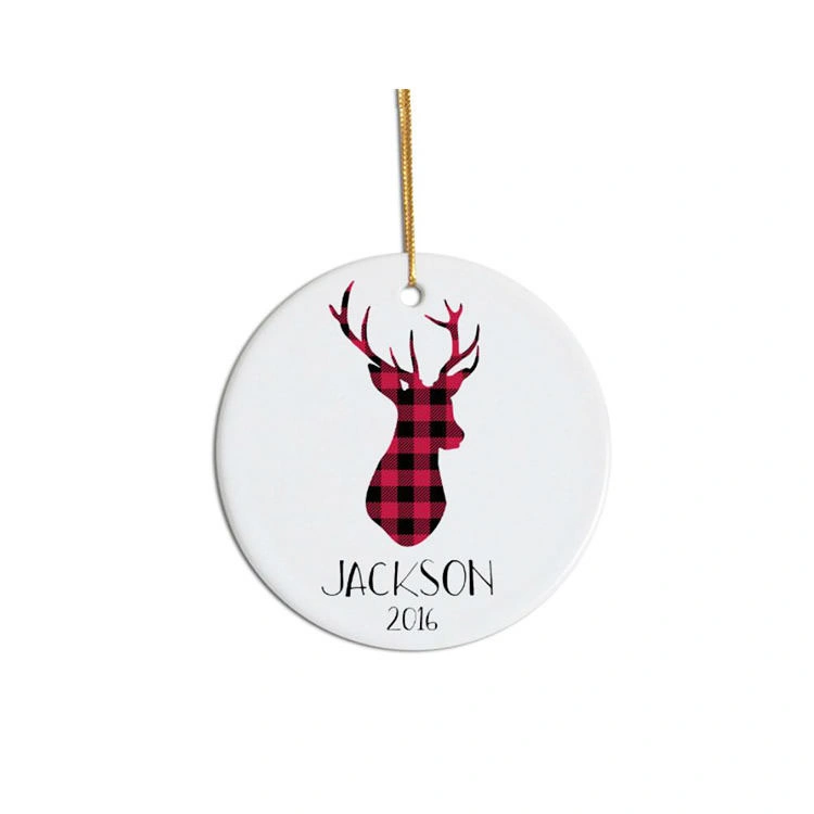 3 Inch Round Circle Flat Custom Sublimation Blank Ceramic Christmas Ornaments