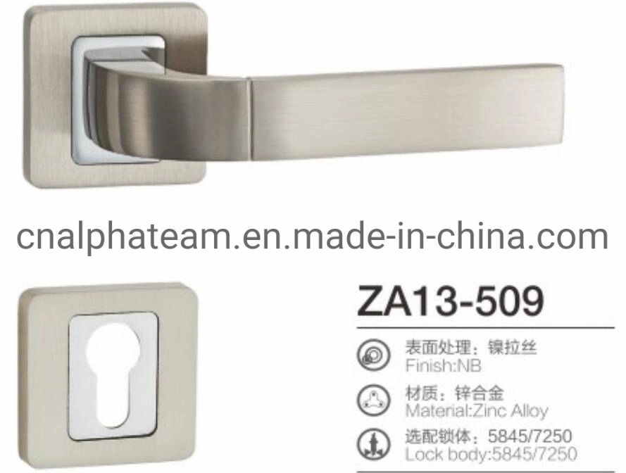 Wholesale/Supplier Satin Nickel Brushed Bathroom Square Lever Door Lock Handle on Round Rosette