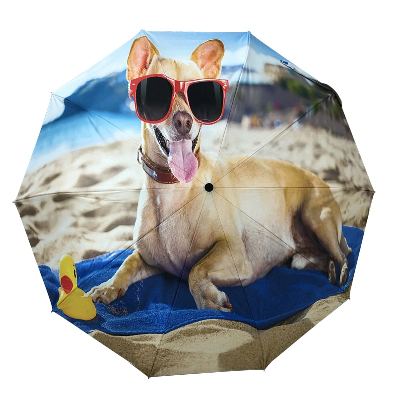 Low MOQ Automatic Travel Umbrella with Custom Print, High Quality Mini Compact UV Protection Dog Umbrella