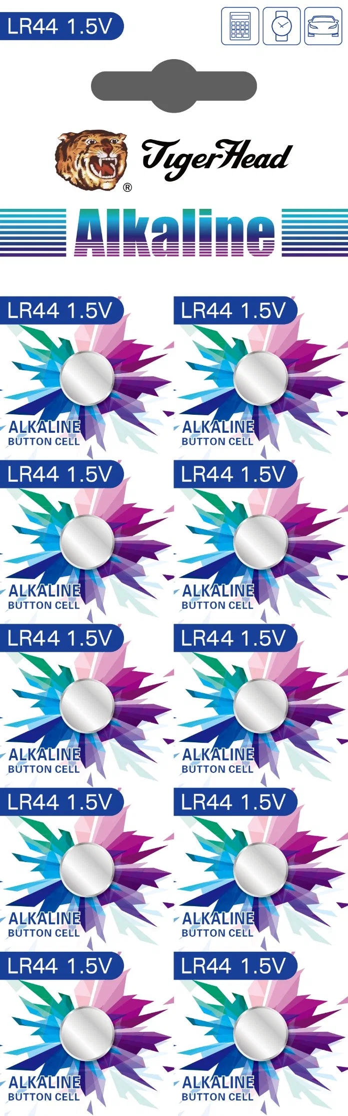 Watch Battery AG2 Lr726/Lr44/Lr41/Lr626/Lr920 Tiger Head Alkaline Button Cell Coin Battery