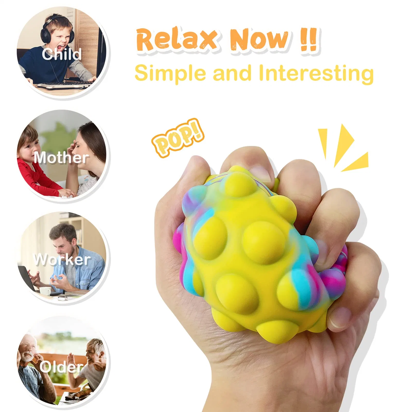 Autism Relief Anxiety Stress Toys Silicone Decompression Pops Sensory Bubble Toy Set Squeeze Pops Fidget Toy Balls