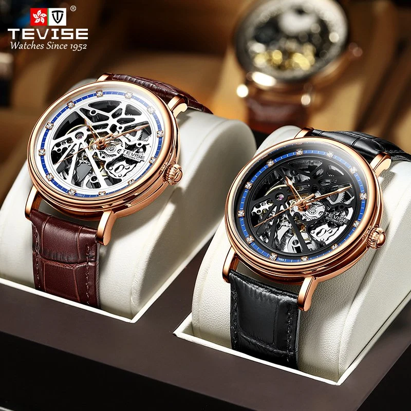 Skeleton Tourbillon Edelstahl Mechanische Uhr wasserdicht Herren