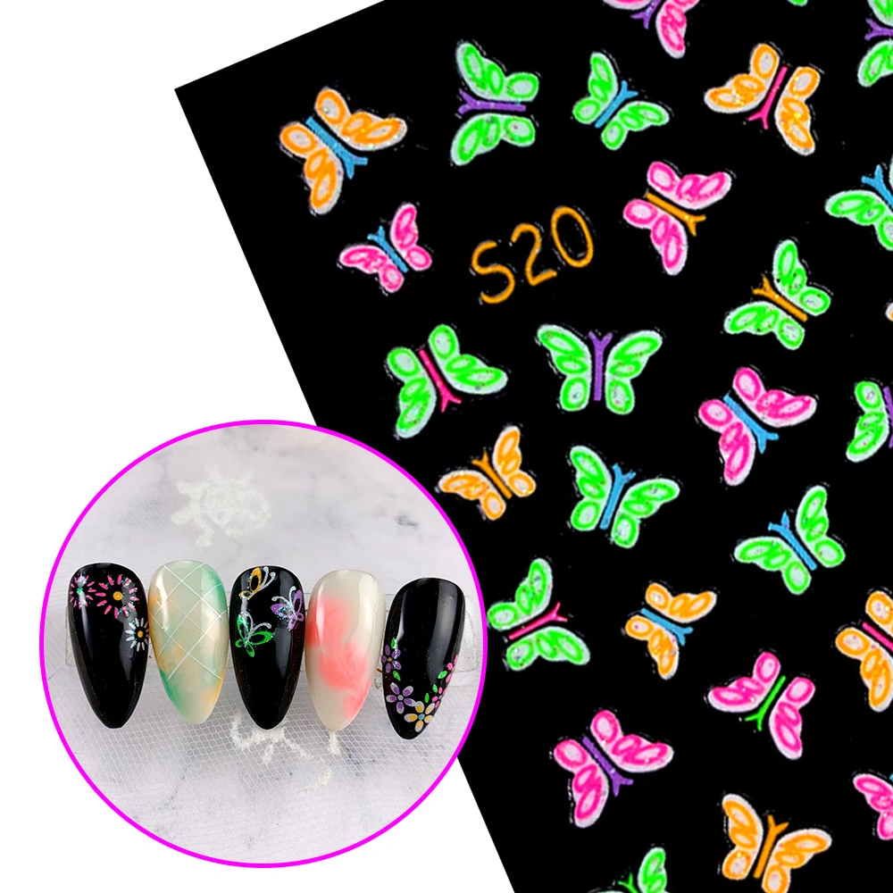 Gel de uñas Flor luminosa Butter-Fly 3D Art Sticker