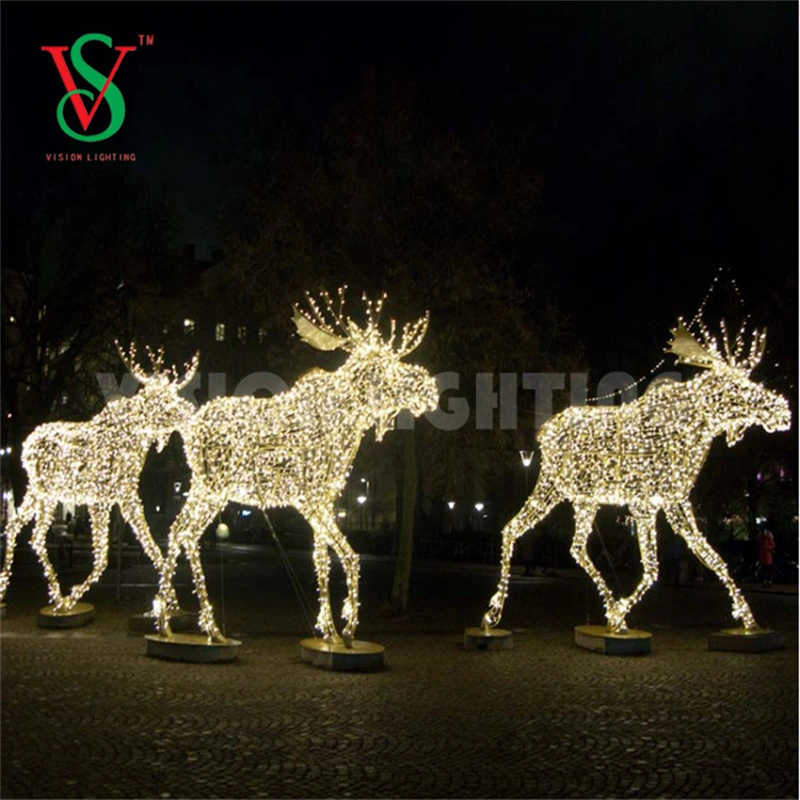 Impermeable al aire libre grandes luces de Navidad iluminado Motif reno