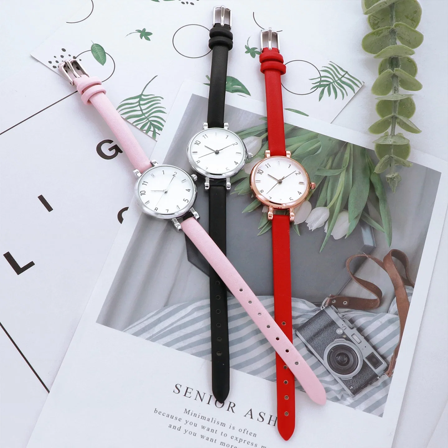 Lady Leather Strap Designer Alloy Fashion Wrist Quartz Watch