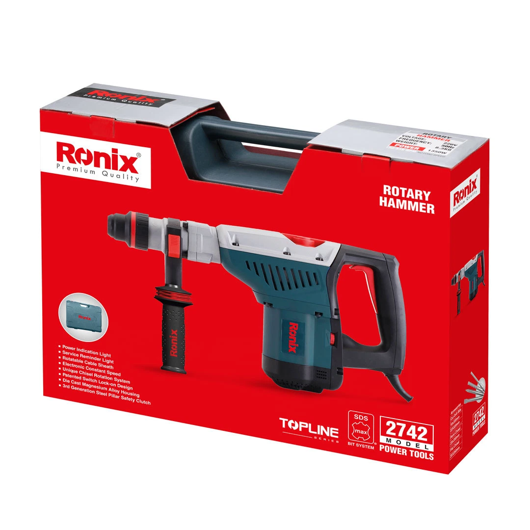 El sistema de puntas Ronix 2742 Hammer DS Plus proporciona herramientas gratuitas Cambios de bit con bloqueo automático de bit embrague de sobrecarga martillo eléctrico