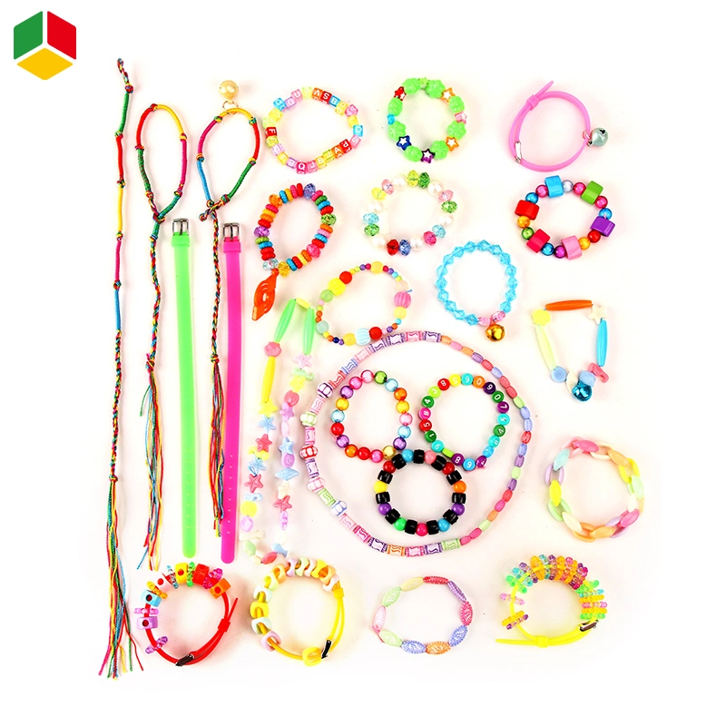 QS Variety Color Kids Educational Creative DIY Bead Craft Fashion Jewelry Making Kit Girls Handmade Colorful Bead String Accessories Set Toys for Gift