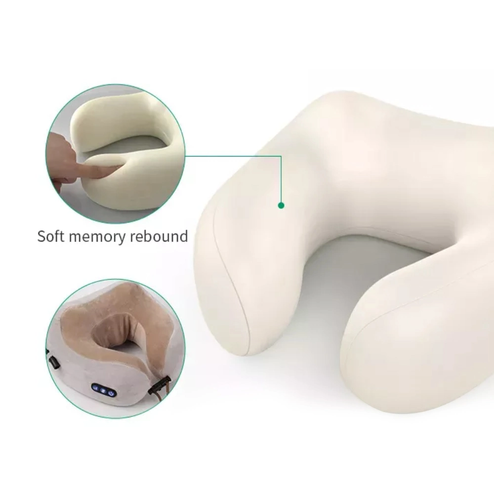 Massage Pillow Electric Wireless Rechargeable Neck Massager U Shape Travel Vibrating Neck Relaxation Massager Pillow