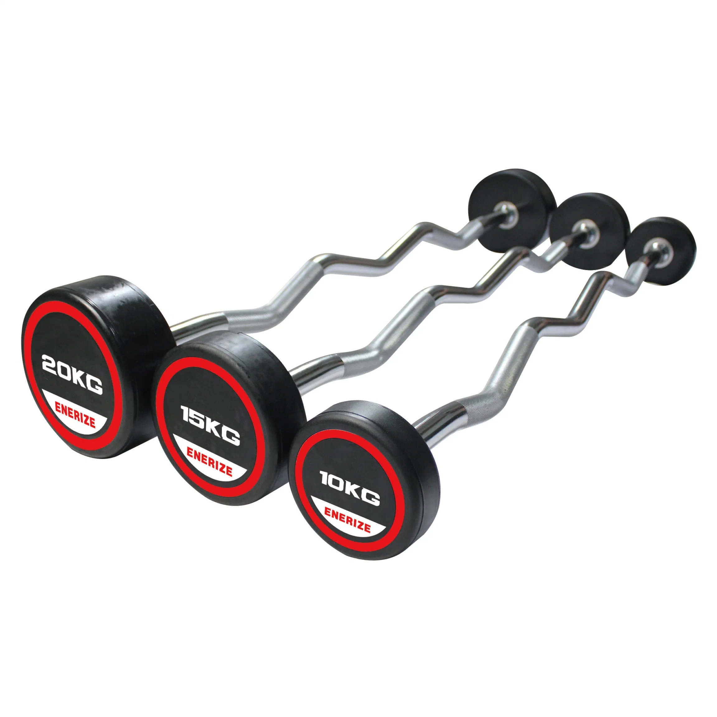 Poids d'haltères longues droites de PU pour salle de gym de levage de la formation d'haltère long Bar curl 10-50 kg et TPU Curl Barbell