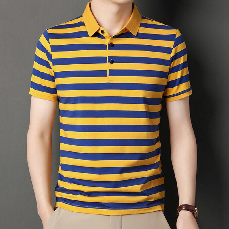 Cheap Stripe Cotton Short Sleeve Polo T-Shirt Mens Separate Packing Mens Polo Shirts Wholesale