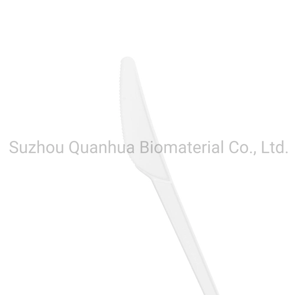 Fábrica Quanhua envuelto Logotipo personalizado portátiles baratos desechables biodegradables Eco Cpla Compostable cubiertos.