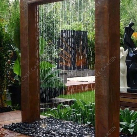 Outdoor Corten Steel Waterfall Water Fountain for Home Garden Landscape