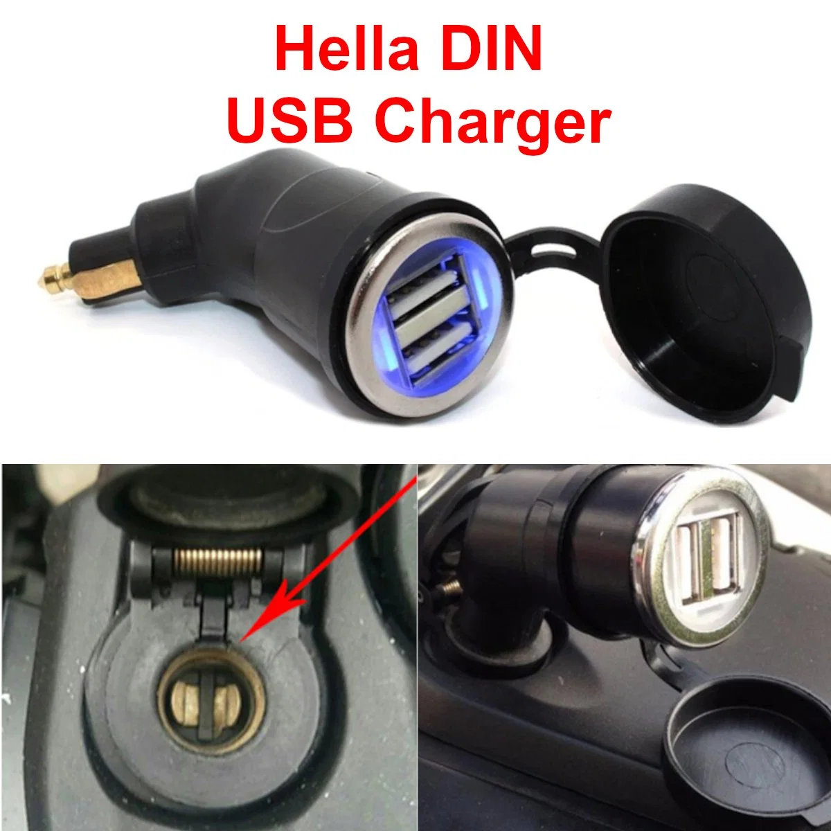 3.3A motocicleta Adaptador de Corriente cargador USB doble conector DIN para BMW Powerlet Hella