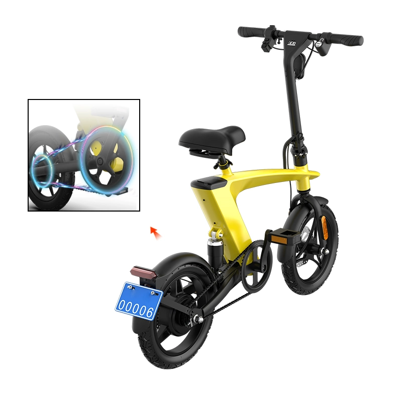 Bicicleta elétrica de scooter amarela branca preta