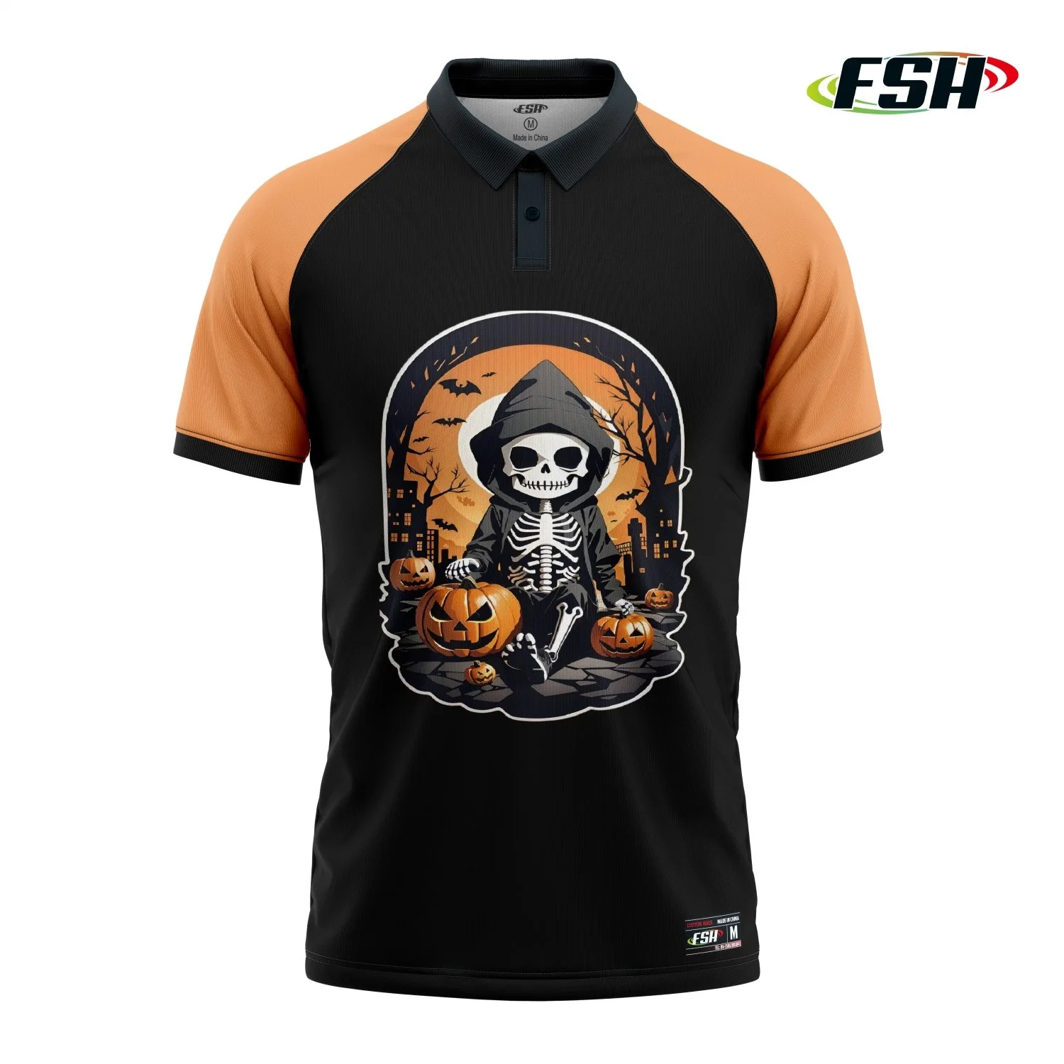 New Design Embroidered Print Halloween Breathable High quality/High cost performance  Short Sleeve Polo Shirt