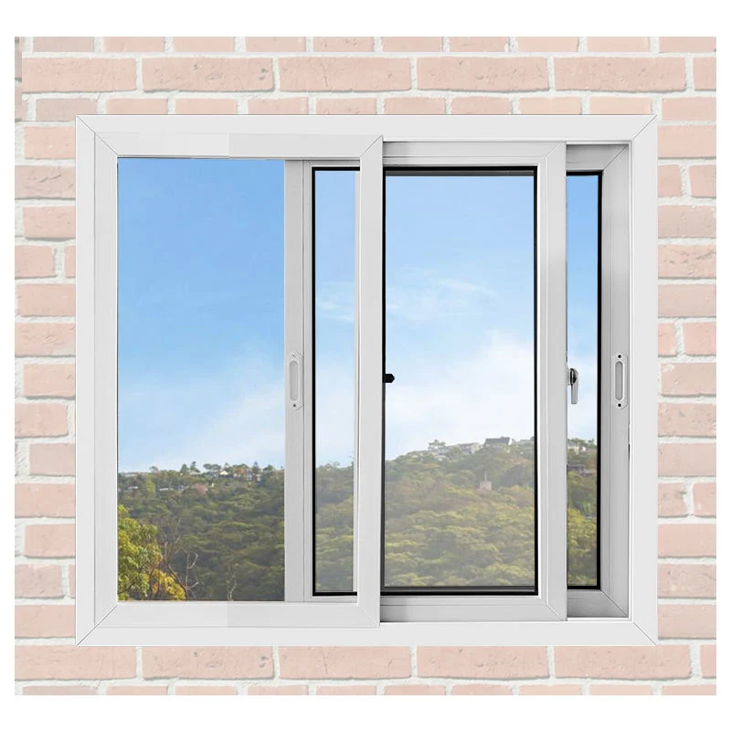 New White PVC Plastic Exterior Double Sliding Glass Price UPVC Window