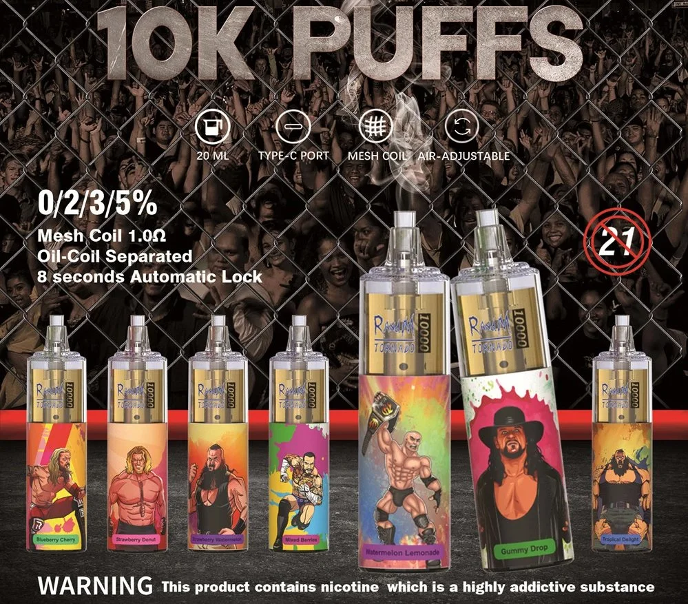 قلم Vape القابل لإعادة الشحن 10 K Puff Randm Tornado 10000 Pugs الذي يمكن التخلص منه