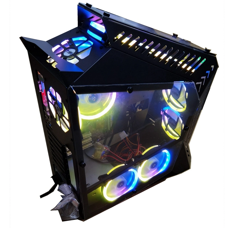 Table PC Computer Gaming Case ATX MID Tower Hot Sale Cool Gaming Case Computer Parts Computer PC Case with Unique Design, RGB Fans, Liquid Cooling