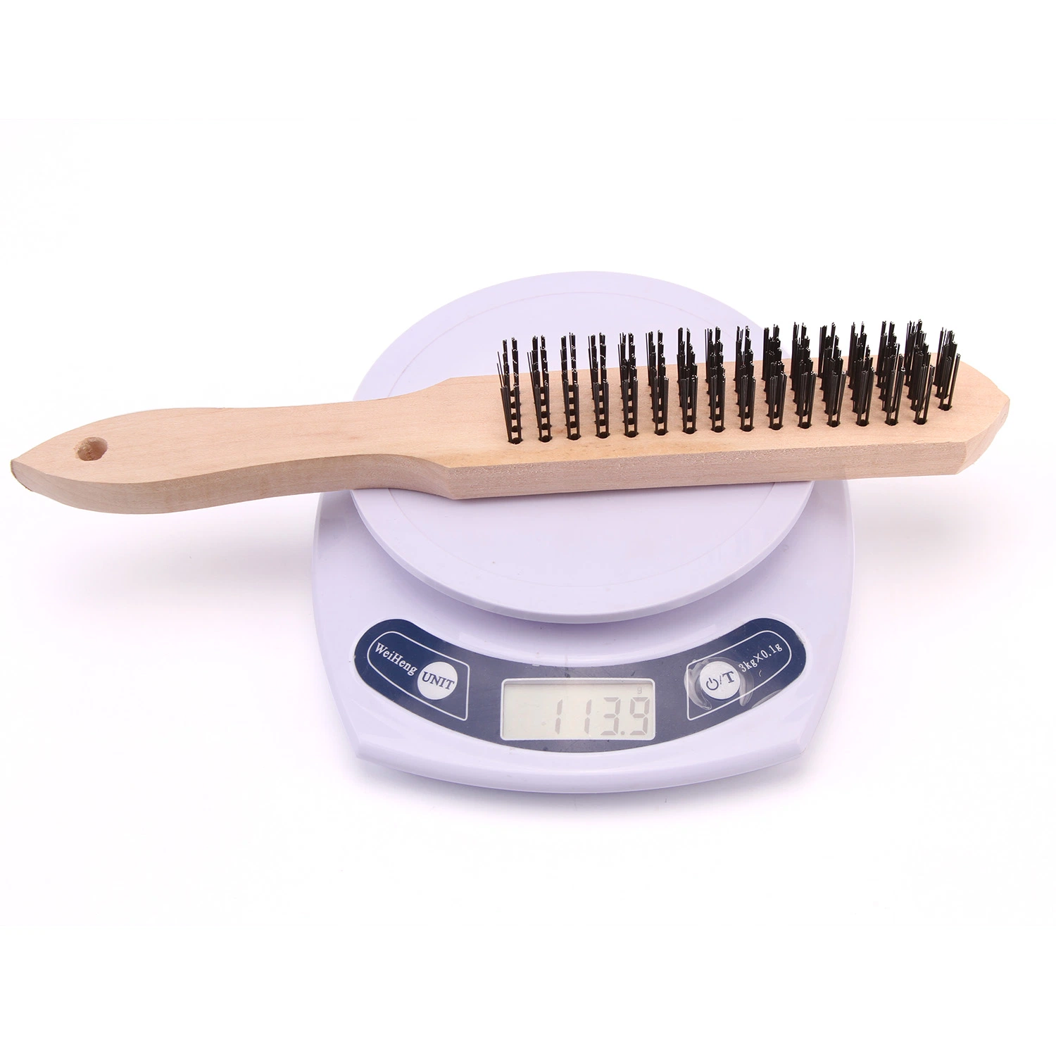 Brosse métallique pour outils à main à vendre à chaud 5*16 gazon de style européen Brosse métallique en acier à poignée en bois