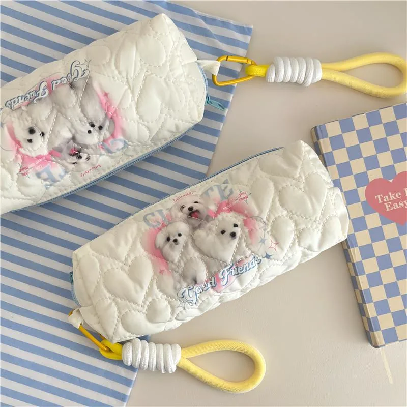 Completely new Great Quality Cute Puppy Textile printing Large Capacity Pencil Case