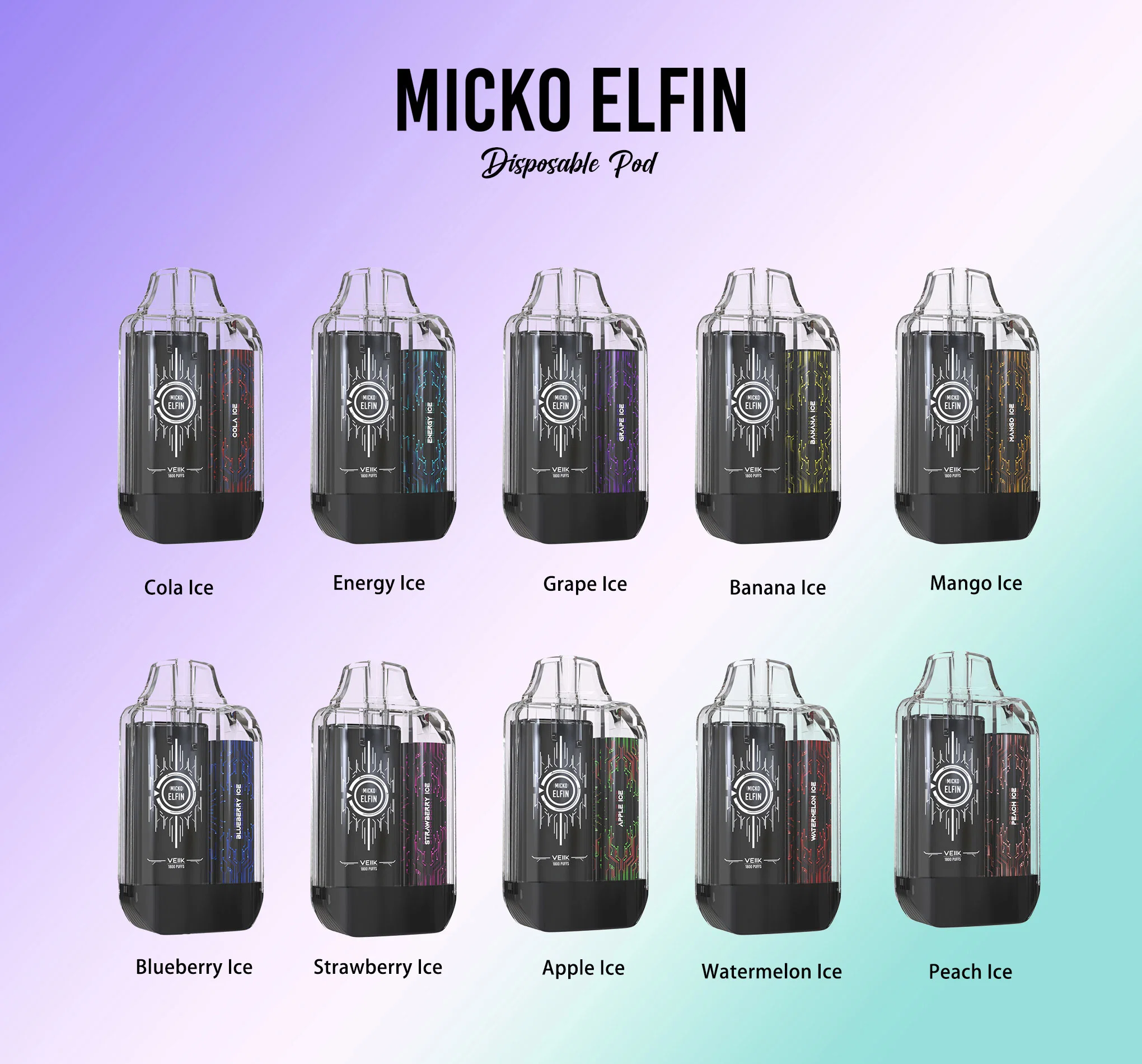 Veiik Micko Elfin 1800 Puffs 18ml Non-Rechargeable Disposable/Chargeable Vape vape