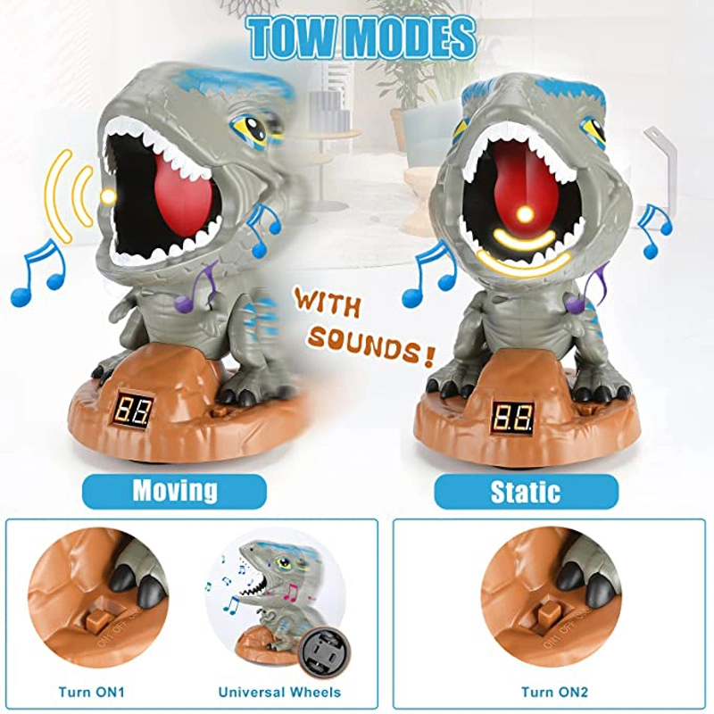 QS Amazon Children Air Pump Gun Movable Dinosaur Shooting Toy Target for Kids LCD Score Record Sound Electronic Sales Family Educational Stem Gifts