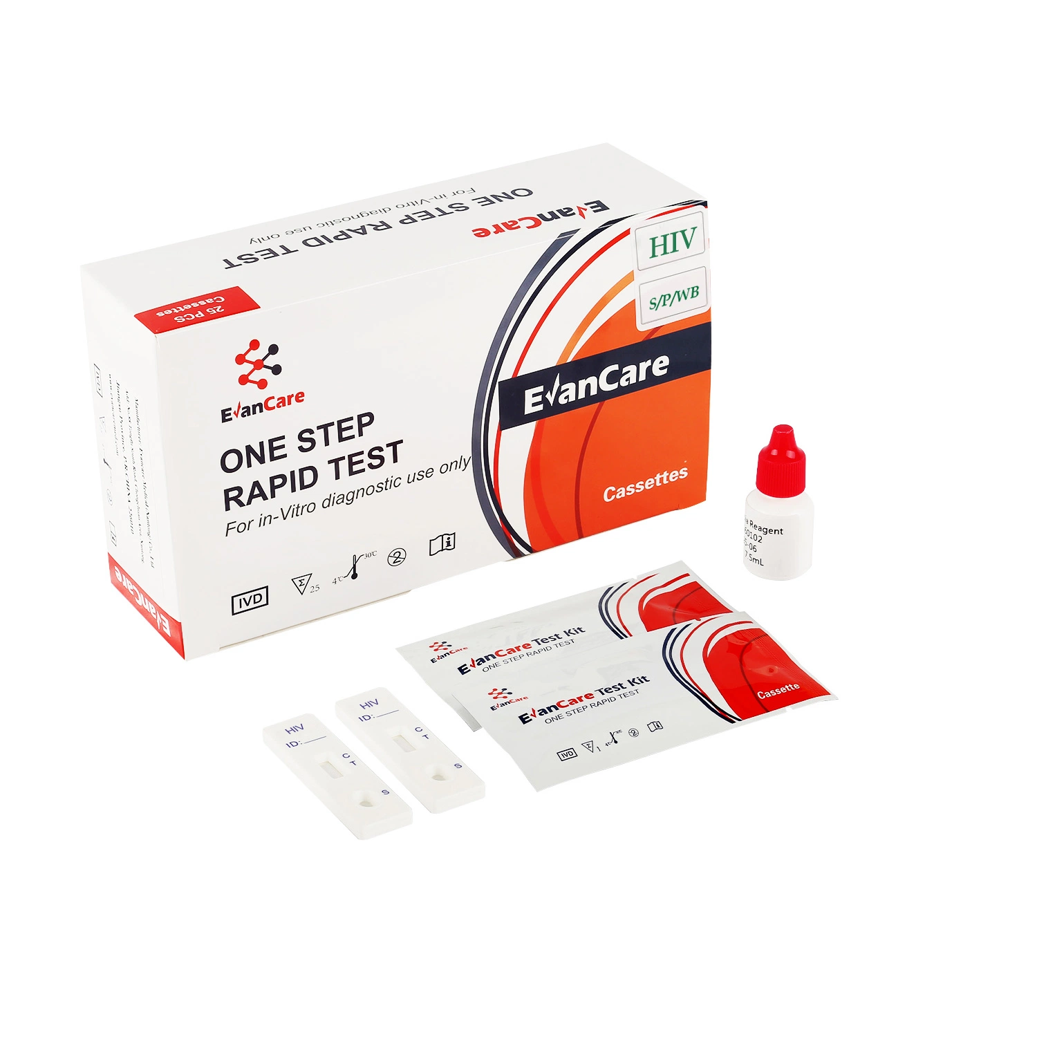 Infectious HIV Rapid Diagnostic Blood Rapid Test Kit Cassette HIV 1+2 Antibody Rapid Test