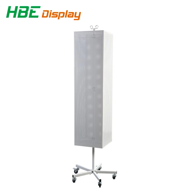 Custom Made Steel Wire 4 Sided Rotating Grid Mesh Floor Display Stand