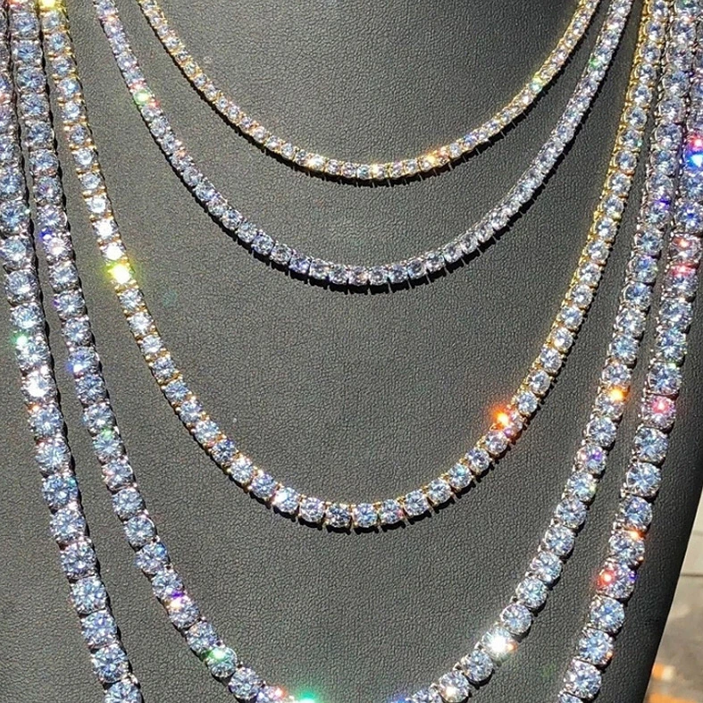 Usine 925 Sterling Silver Zircon tennis chaîne cubaine pendentif collier Hommes femmes Designer bijoux fins