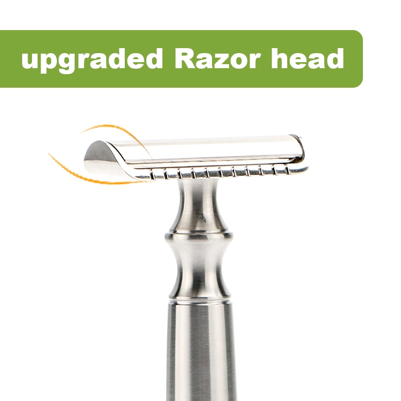 Stainless Steel Double Edge Classic Silver Color Three Pieces Design Metal Razor Zero Waste Wet Shaver Safety Razor