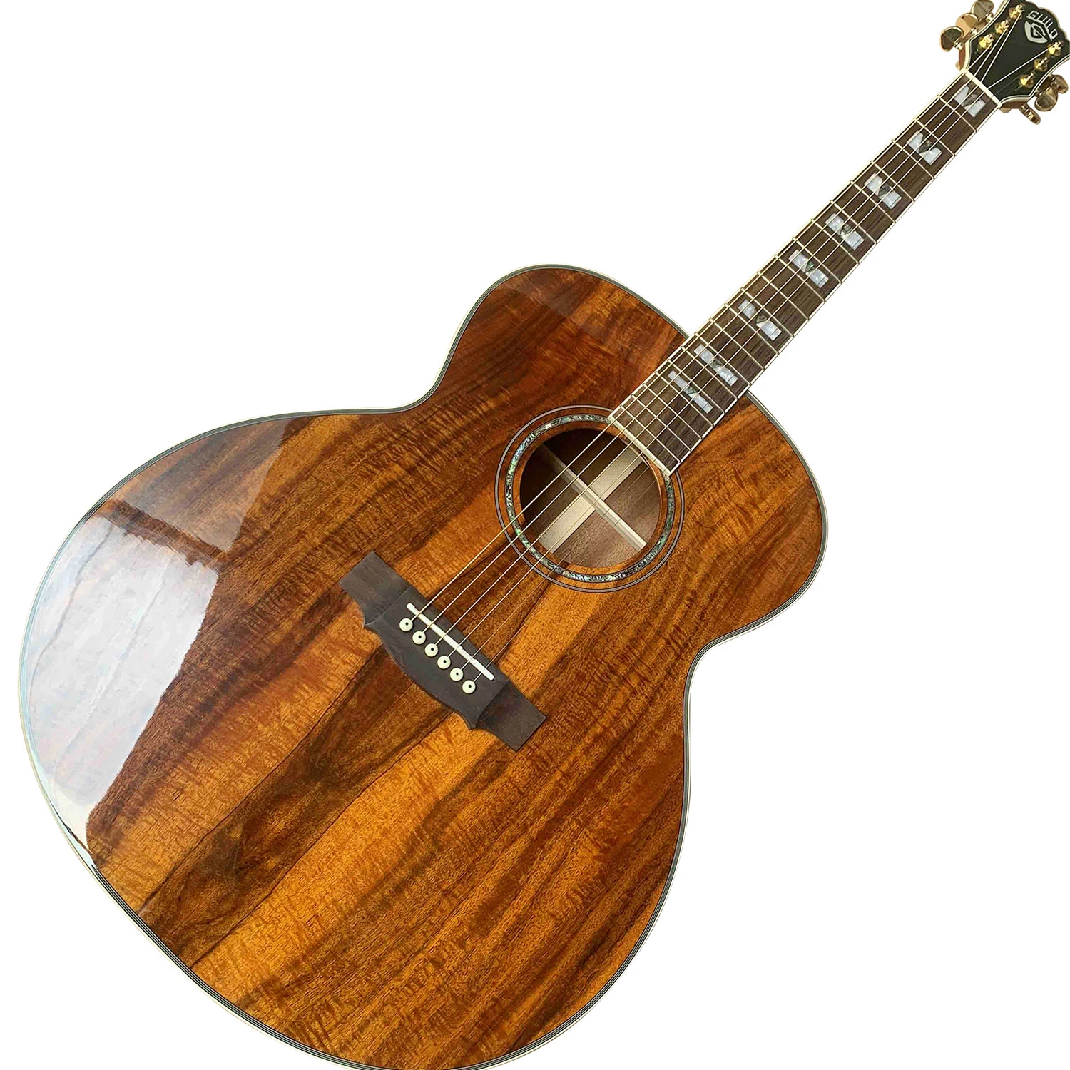 Custom Grand 6 Strings Solid Koa Wood Acoustic Guitar Back Side Koa with 510AA Soundhole Preamp