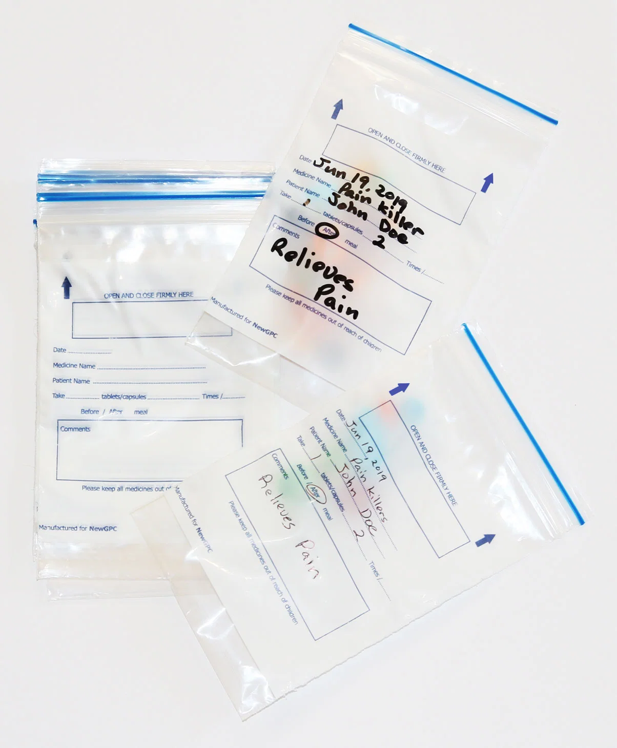 BK Factory Medical Grade LDPE Plastic Dispensing Envelopes Drug Medicine Zipper Tablets Package Small Ziplock Pill Bag