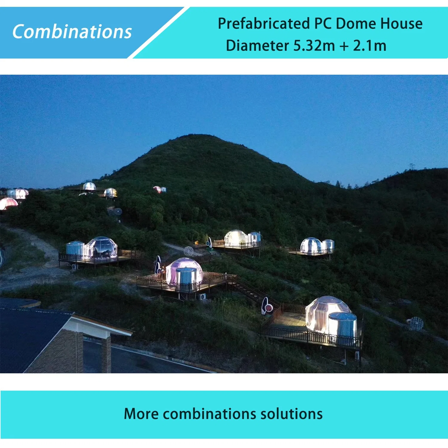 Starry Transparent Glamping/ Luxury Living Prefabricated House by PC Panel with Aluminum Structure