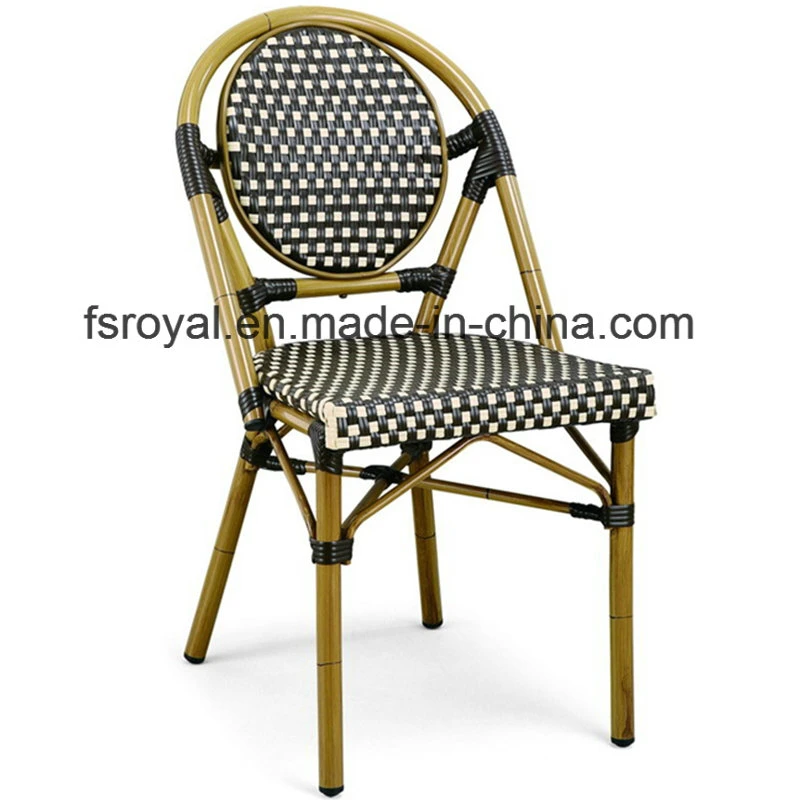 Patio Leisure Stackable Chair Coffee Shop Metal Frame PE Rattan Aluminium Wicker Outdoor Dining Set Garden Furniture