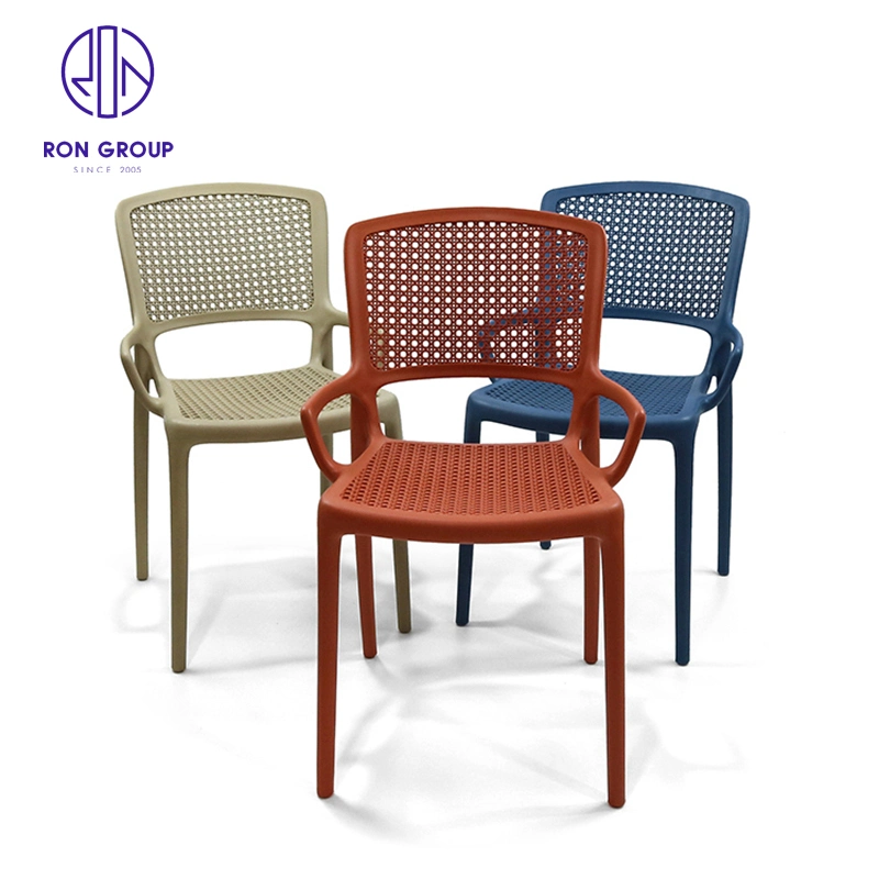 Modern PP Plastic Stackable Restaurant Furniture Colorful Dining Chair with Armrest