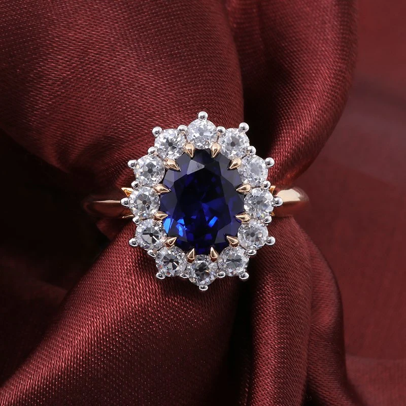 Provence Vintage 14K Yellow Gold 3 Carat Sapphire Round Brilliant Cut Moissanite Diamond Wedding Dress Ring Ladies First Jewelry