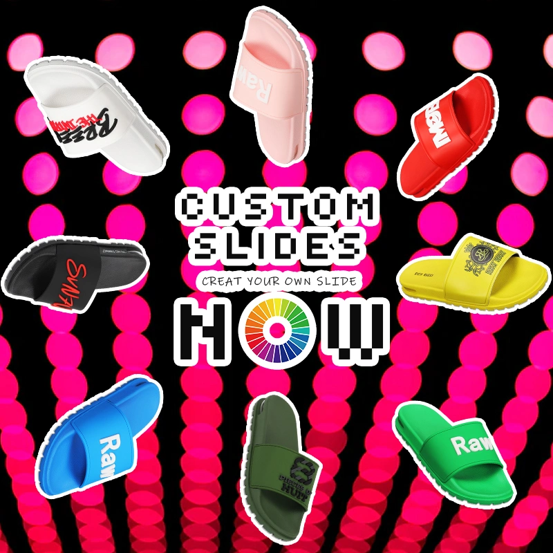 Henghao Male Fashion Custom Logo Klettband Slide Sandale Custom Slides Hausschuhe Gummi-Außensohle PVC Luftkissen Custom Slide