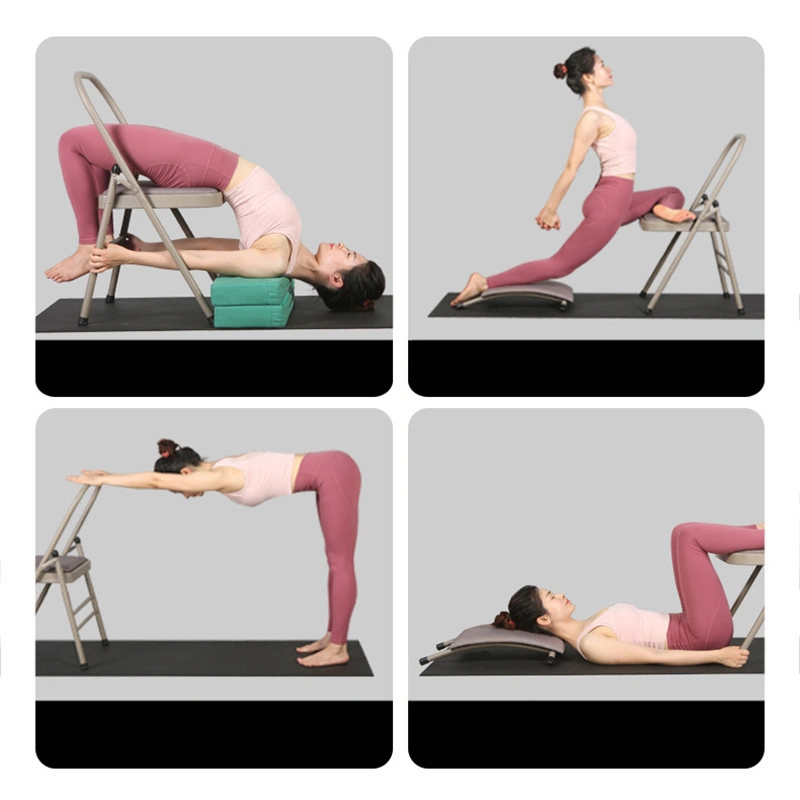 Foldable Chair with Back Support Yoga Bench Multifunctional Yoga Chair Training Fitness Equipment Bl15265