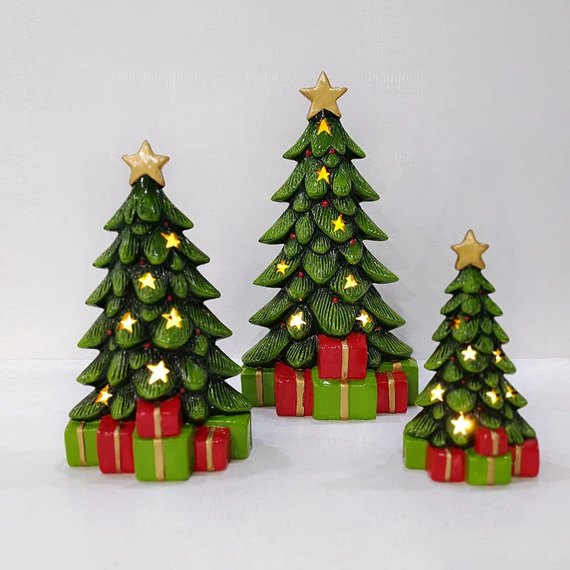 Ceramic Christmas Tree Christmas Ornement with Light Home Decorations Table Top Decoration