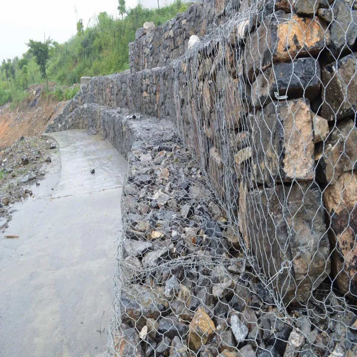 Malla hexagonal alambre retorcido Gabion ladera del río de la pared Gabion Gabion de malla tejida Gabion cesta