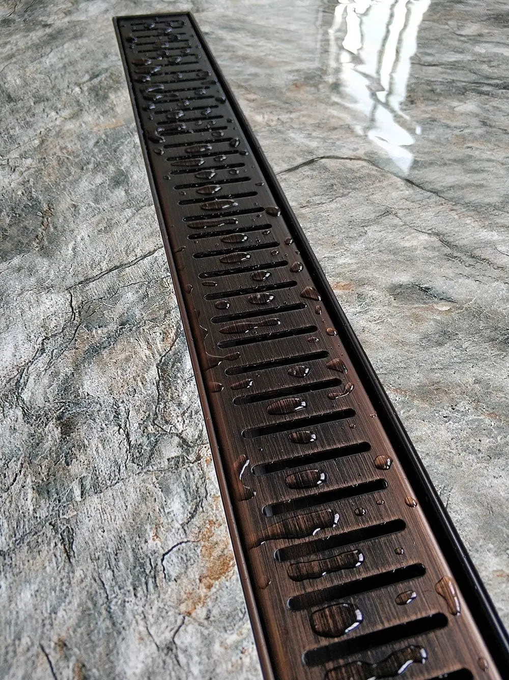 Linear Shower Drain with Removable Grate/Antique Copper Color 304 Stainless Steel Floor Drain