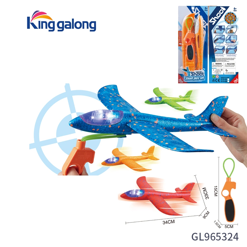 Amazon diversión al aire libre catapulta avión lanzador Gun juguetes volando EVA plano de deslizamiento de espuma suave juego de disparo para niños