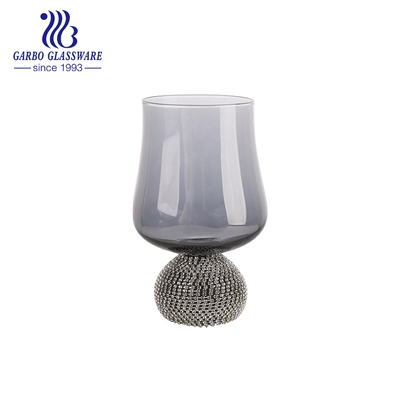 Diamond Accessory Decoration Glass Cup with Luxury Glass Bottom Water Cup