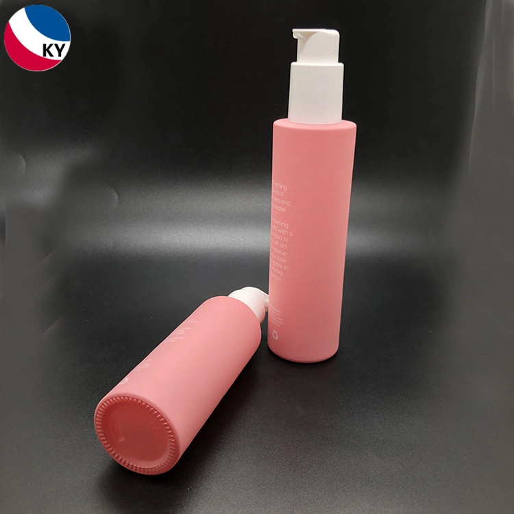 30ml 100ml 150ml Round Frosted Matte Pink Custom Colorful Sets Glass Pump Sprayer Toner Bottle Cosmetics Packing with White Screw Lid Plastic Dropper